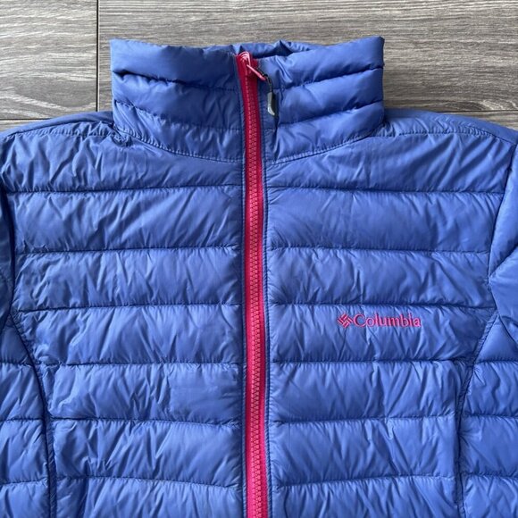 Columbia Sister Brook II Down Jacket Womens M Blue Pink Omni Heat 700 Fill Down - Picture 2 of 16